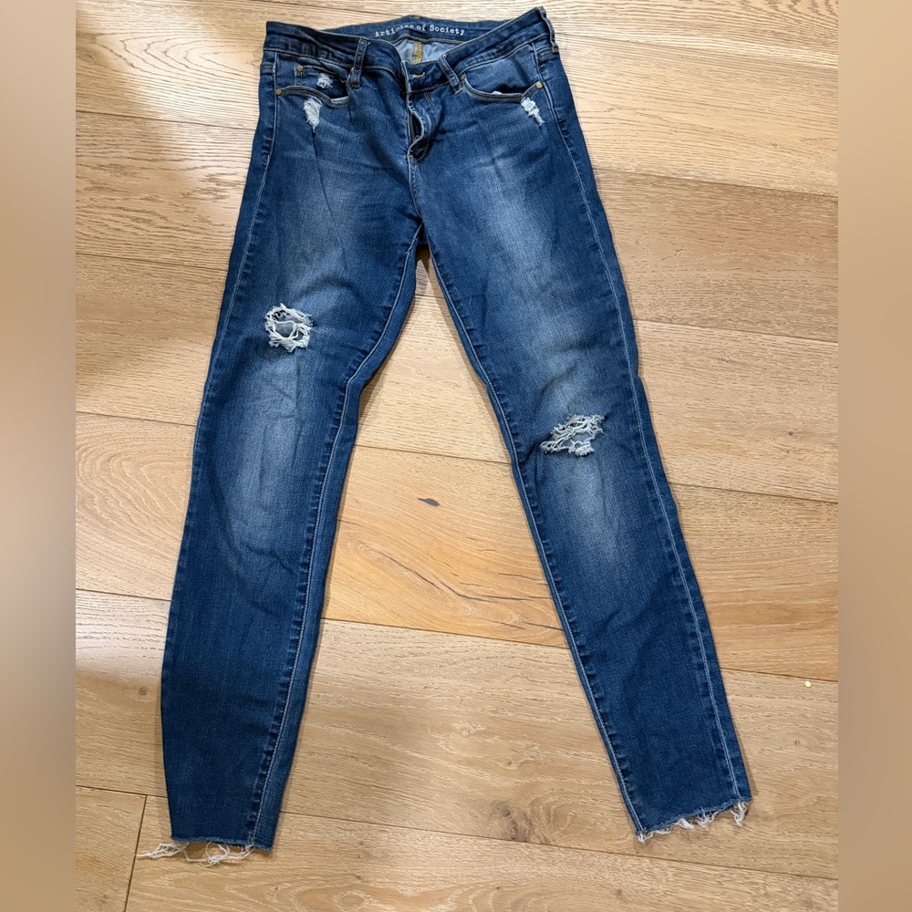 Articles Of Society Dark Blue Distressed Skinny Jeans
